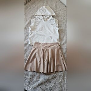 Reebok White Cream Logo Athletic Tank  And Skirt Set